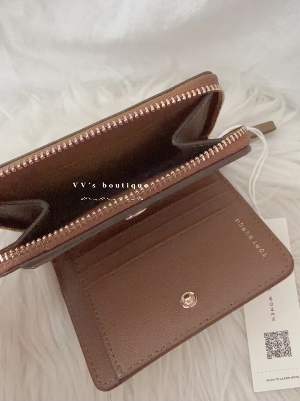 NWT Tory Burch Emerson Mini Wallet Saffiano Leather Moose Brown 147606 RARE